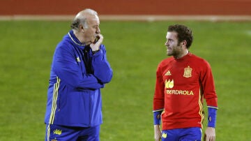 Vicente del Bosque, en un entrenamiento de la Selección