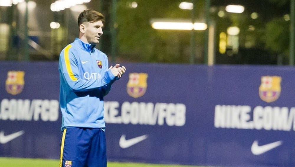 Leo Messi, en el entrenamiento del FC Barcelona