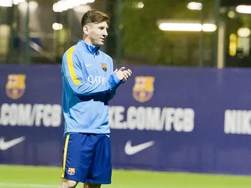 Leo Messi, en el entrenamiento del FC Barcelona Leo Messi, en el entrenamiento del FC Barcelona