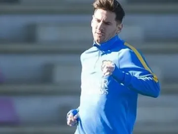 Leo Messi, en el entrenamiento del FC Barcelona Leo Messi, en el entrenamiento del FC Barcelona