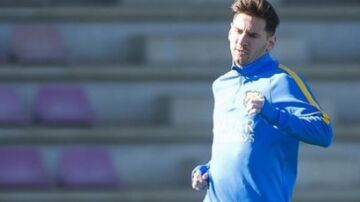 Leo Messi, en el entrenamiento del FC Barcelona