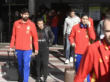 Los jugadores de la Selección, llegando a Barajas Los jugadores de la Selección, llegando a Barajas