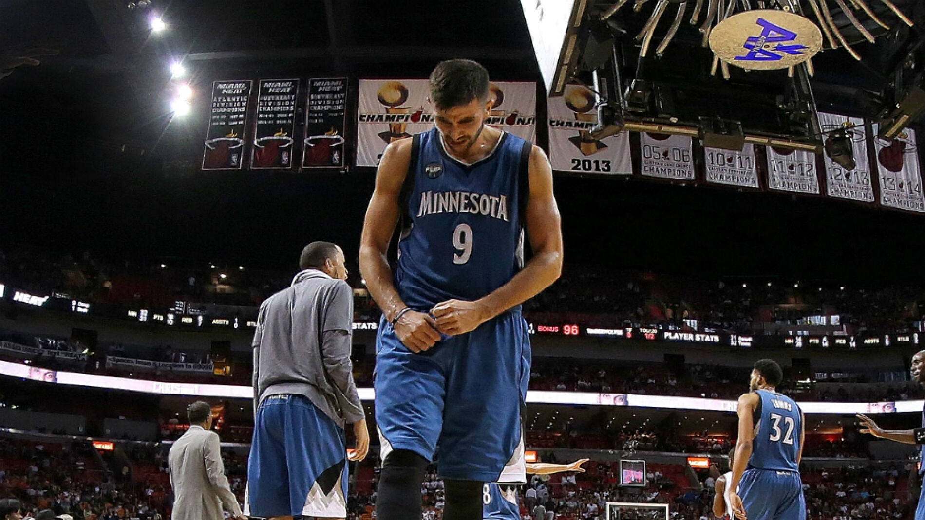 Ricky Rubio, en la cancha de los Miami Heat