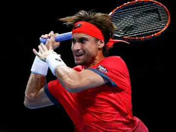Ferrer ejecuta un revés ante Wawrinka Ferrer ejecuta un revés ante Wawrinka