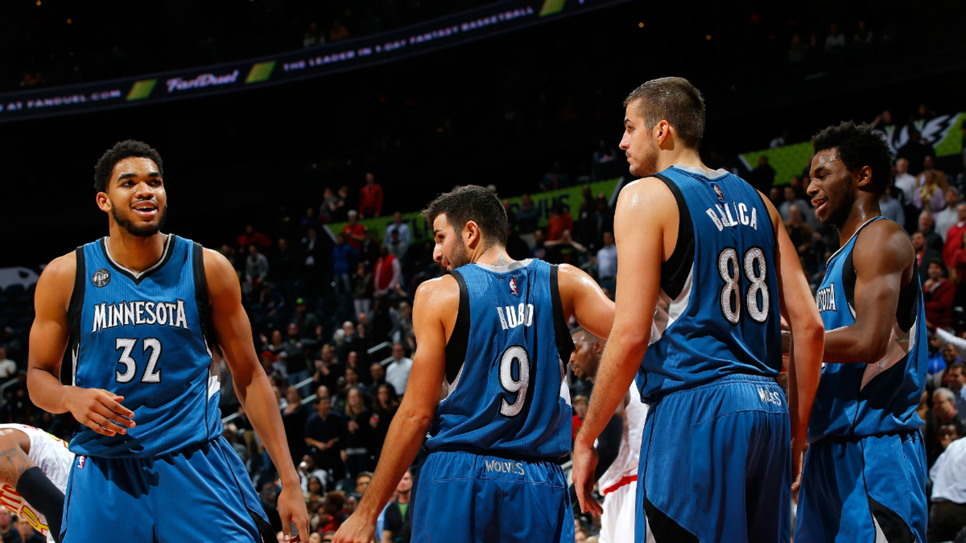 Towns, Ricky, Bjelica y Wiggins, durante un partido Towns, Ricky, Bjelica y Wiggins, durante un partido
