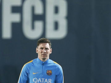 Leo Messi, en un entrenamiento del FC Barcelona