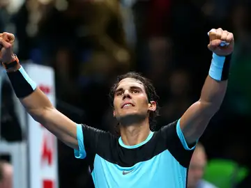 Nadal celebra la victoria ante Ferrer Nadal celebra la victoria ante Ferrer