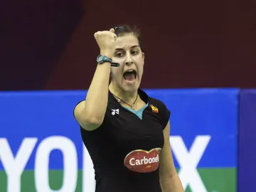 Carolina Marín celebra un punto Carolina Marín celebra un punto