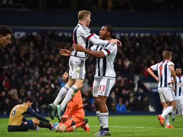 Los jugadores del West Brom celebran un tanto frente al Arsenal Los jugadores del West Brom celebran un tanto frente al Arsenal