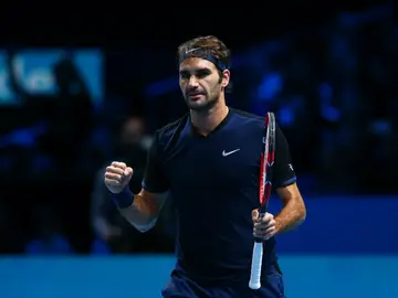Roger Federer celebra una victoria Roger Federer celebra una victoria