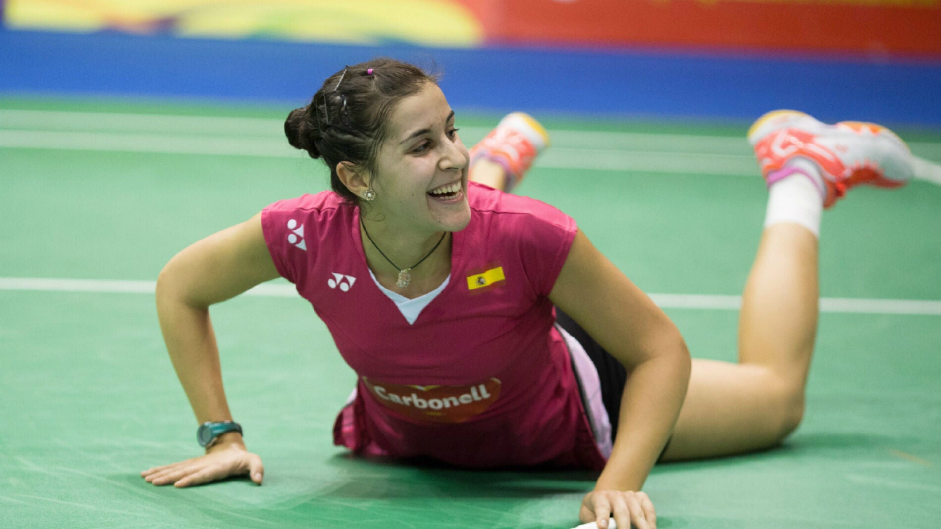 Carolina Mar&iacute;n celebra su victoria en semifinales