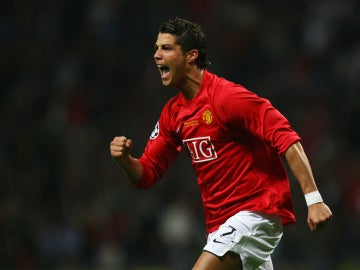 Cristiano Ronaldo celebra un gol con el Manchester United