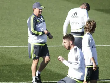 Sergio Ramos, en el entrenamiento en Valdebebas Sergio Ramos, en el entrenamiento en Valdebebas