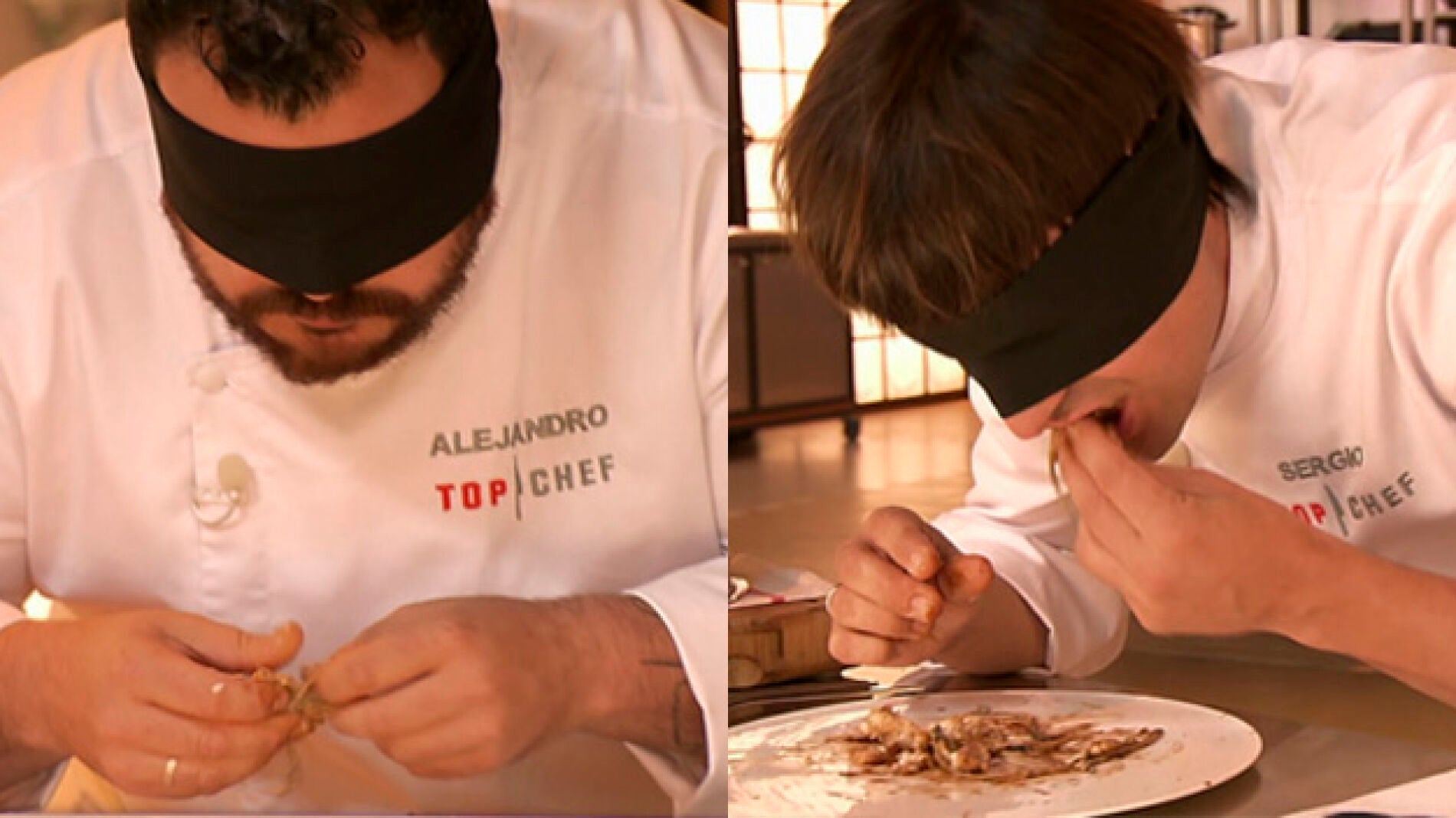 Alejandro y Sergio prueban el plato a ciegas