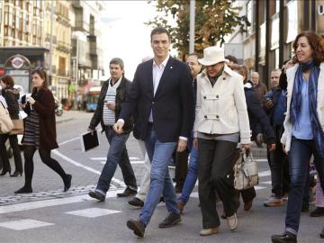 Pedro Sánchez en el centro de Madrid