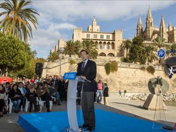 Mariano Rajoy durante un mitin en Palma