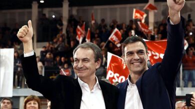 Sánchez y Zapatero comparten mitin en Valladolid tras los halagos de Iglesias al expresidente socialista