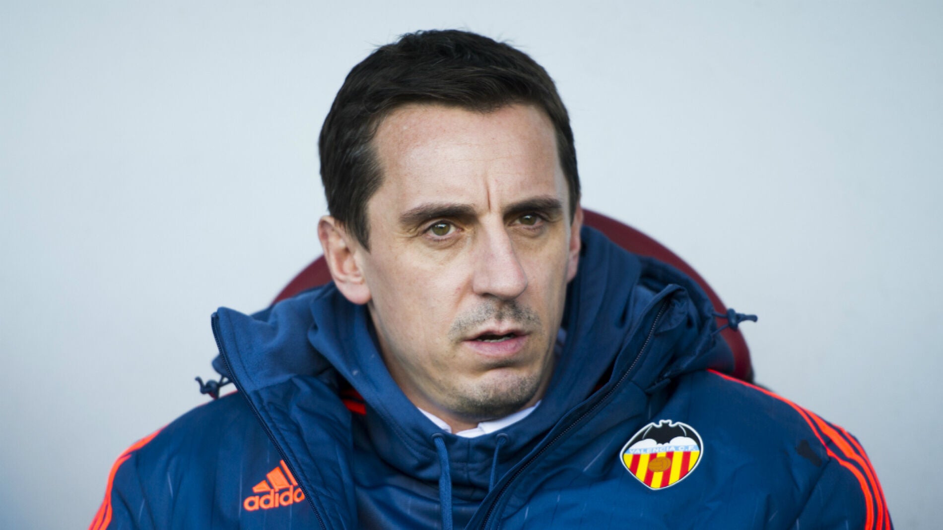 Gary Neville, durante el partido contra el Eibar