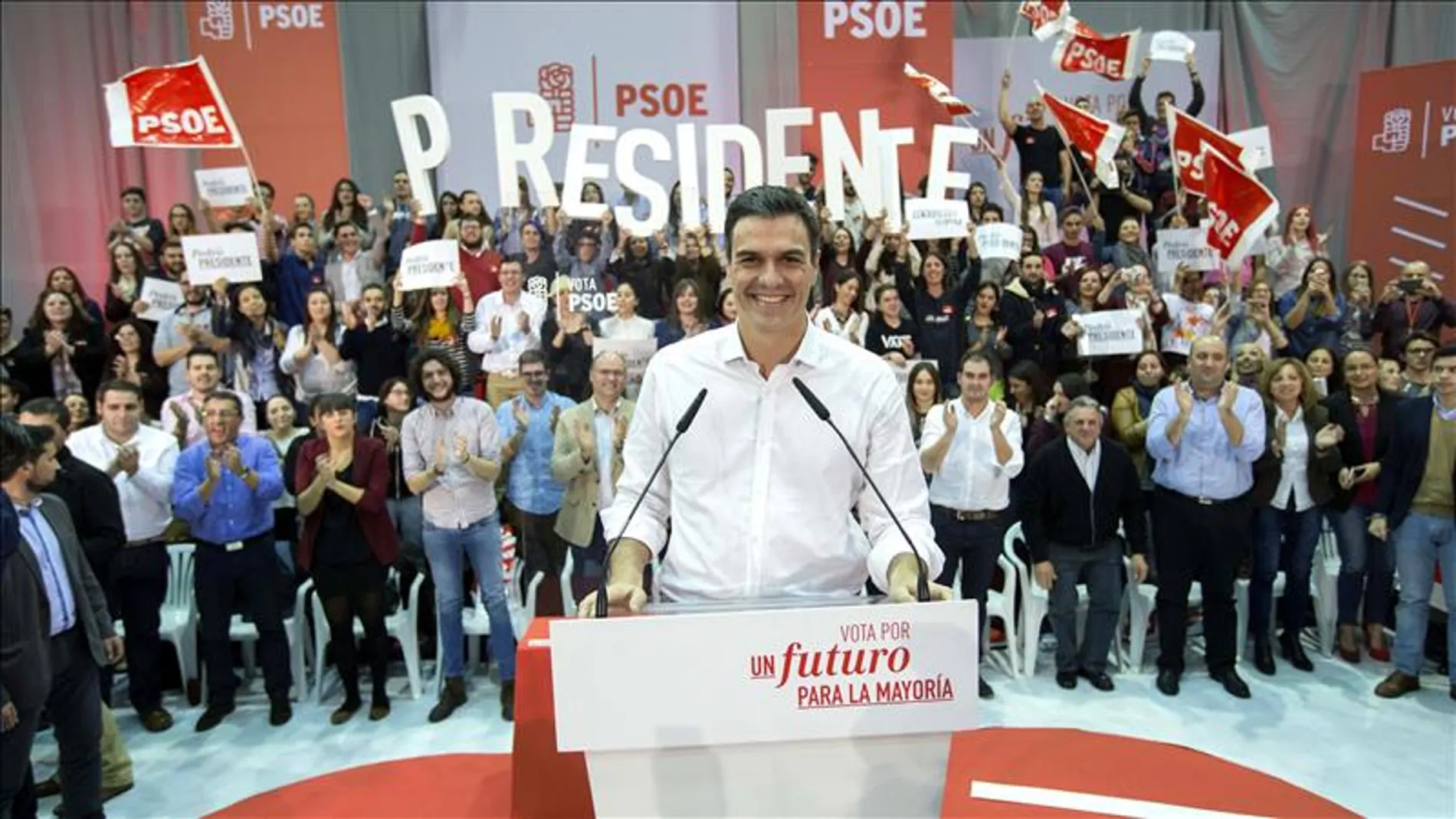 El candidato a la presidendencia del Gobierno por el PSOE, Pedro Sánchez