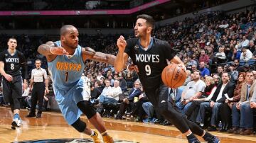 Ricky Rubio, en acción ante los Nuggets