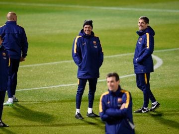 Luis Enrique durante el entrenamiento del Barça