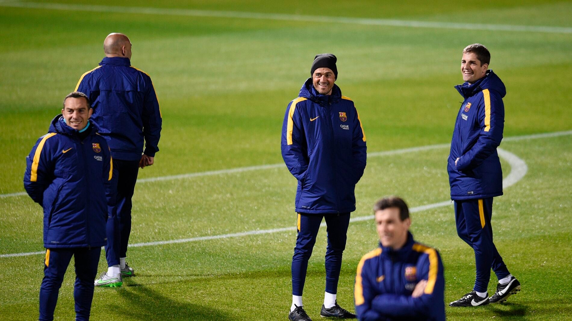 Luis Enrique durante el entrenamiento del Bar&ccedil;a