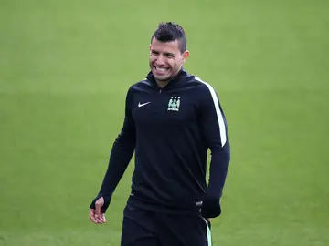 El Kun Agüero, durante un entrenamiento con el Manchester City El Kun Agüero, durante un entrenamiento con el Manchester City