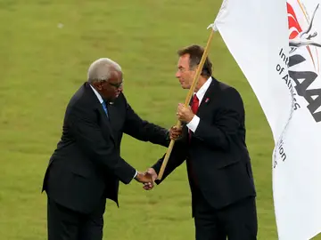 Lamine Diack en la gala inaugural del Mundial de Atletismo de Pekín 2015 Lamine Diack en la gala inaugural del Mundial de Atletismo de Pekín 2015