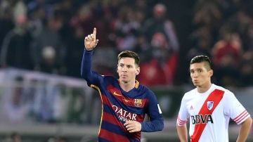 Messi celebra un gol ante River Plate