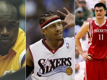 Shaquille O'Neal, Allen Iverson y Yao Ming Shaquille O'Neal, Allen Iverson y Yao Ming