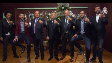 Rafa Benítez, Florentino Pérez y los capitanes felicitan las fiestas a los madridistas
