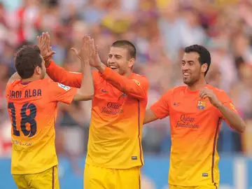 Piqué, Busquets y Jordi Alba, en un partido del FC Barcelona Piqué, Busquets y Jordi Alba, en un partido del FC Barcelona