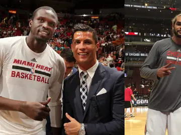 Cristiano Ronaldo, junto a Luol Deng, y Antoine Griezmann, junto a Joakim Noah Cristiano Ronaldo, junto a Luol Deng, y Antoine Griezmann, junto a Joakim Noah