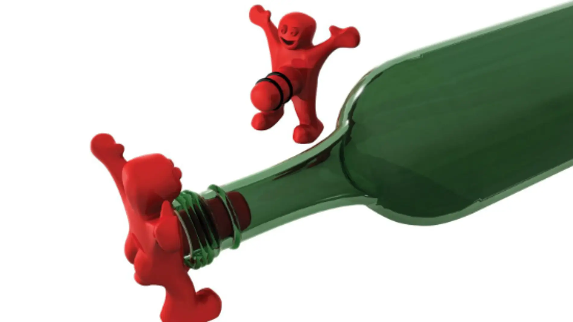 El hombre feliz que tapona tu botella. Tu regalito