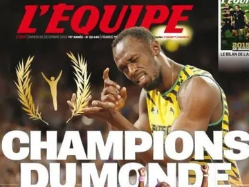 Portada de L'Equipe con Bolt y Serena Williams Portada de L'Equipe con Bolt y Serena Williams