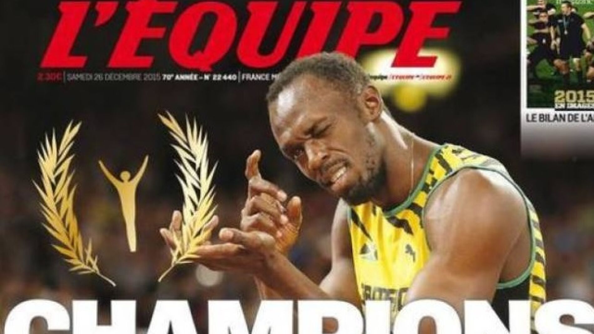 Portada de L'Equipe con Bolt y Serena Williams