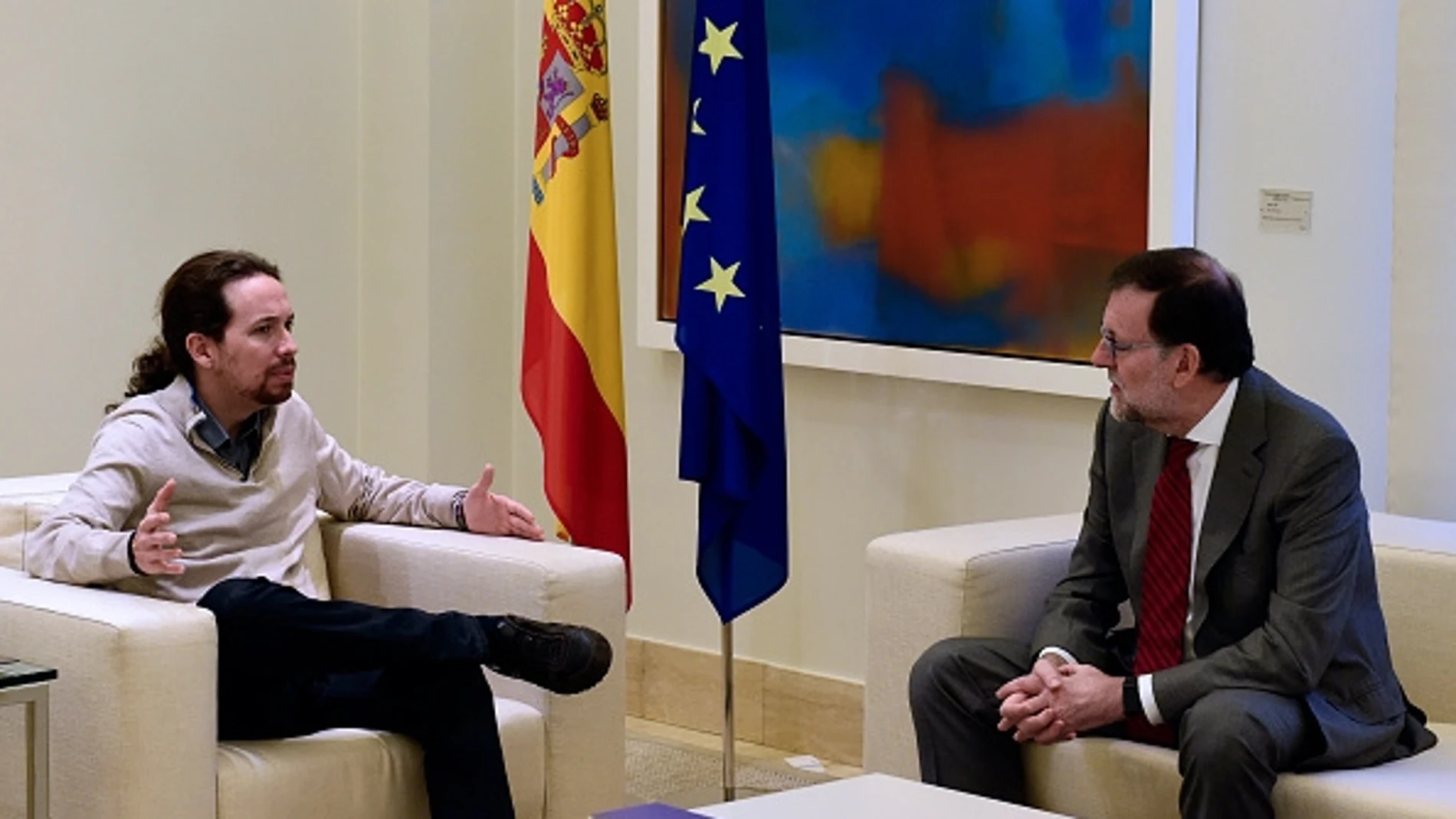 Mariano Rajoy y Pablo Iglesias durante su reunión Mariano Rajoy y Pablo Iglesias durante su reunión