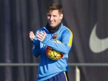 Leo Messi, durante el entrenamiento del Barcelona Leo Messi, durante el entrenamiento del Barcelona