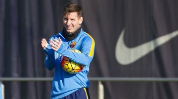 Leo Messi, durante el entrenamiento del Barcelona