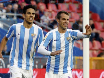 Duda celebra un gol con el Málaga