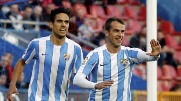 Duda celebra un gol con el Málaga