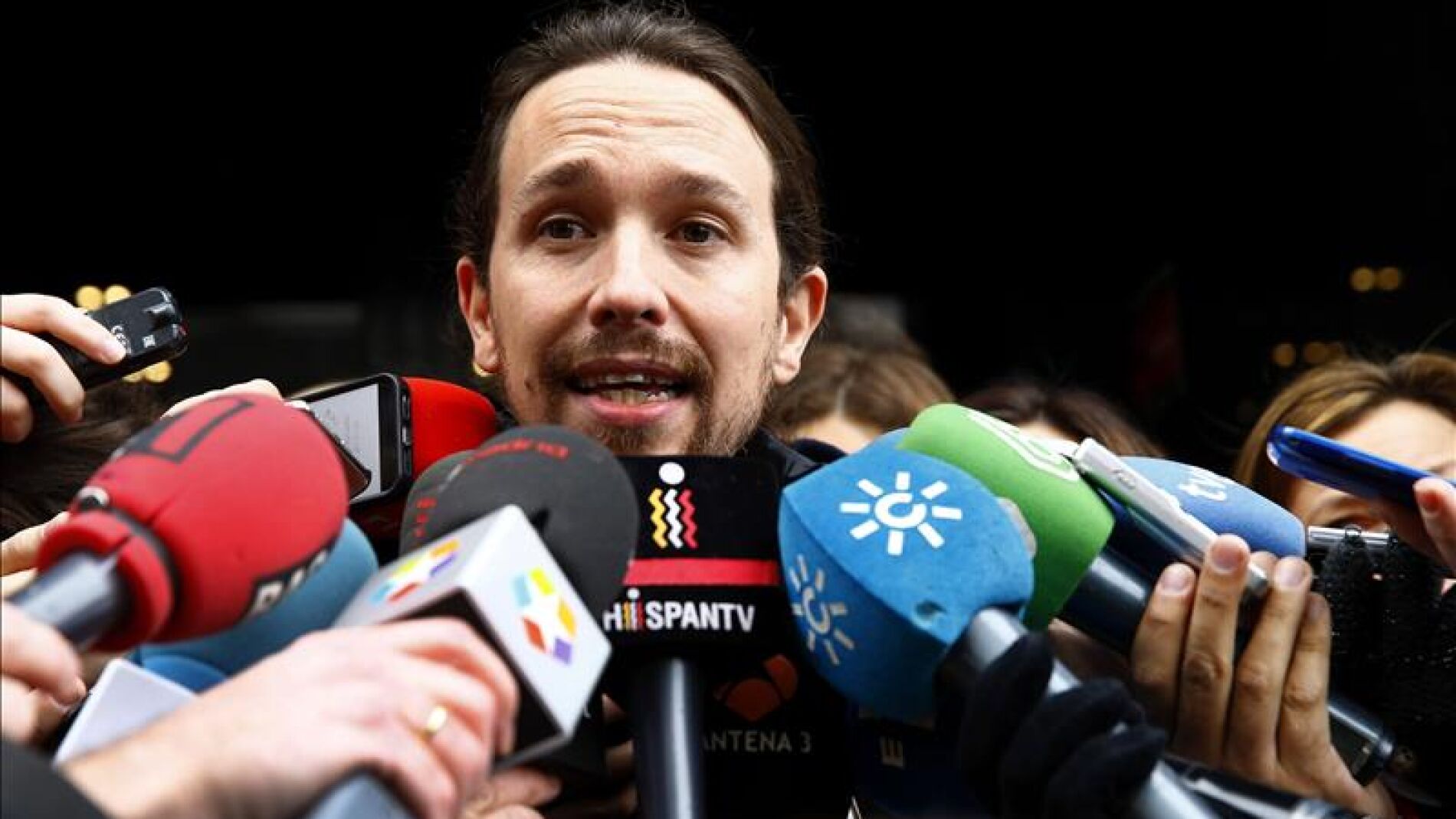 Pablo Iglesias ante los medios 
