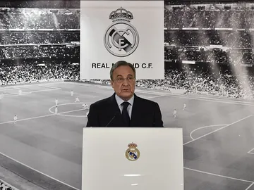 Florentino Pérez en sala de prensa Florentino Pérez en sala de prensa