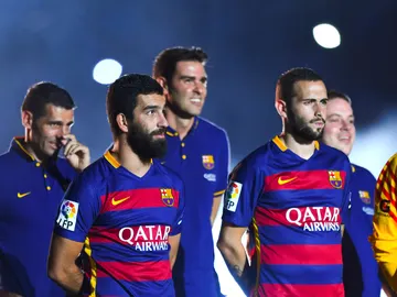 Arda Turan y Aleix Vidal en la presentación de la temporada Arda Turan y Aleix Vidal en la presentación de la temporada