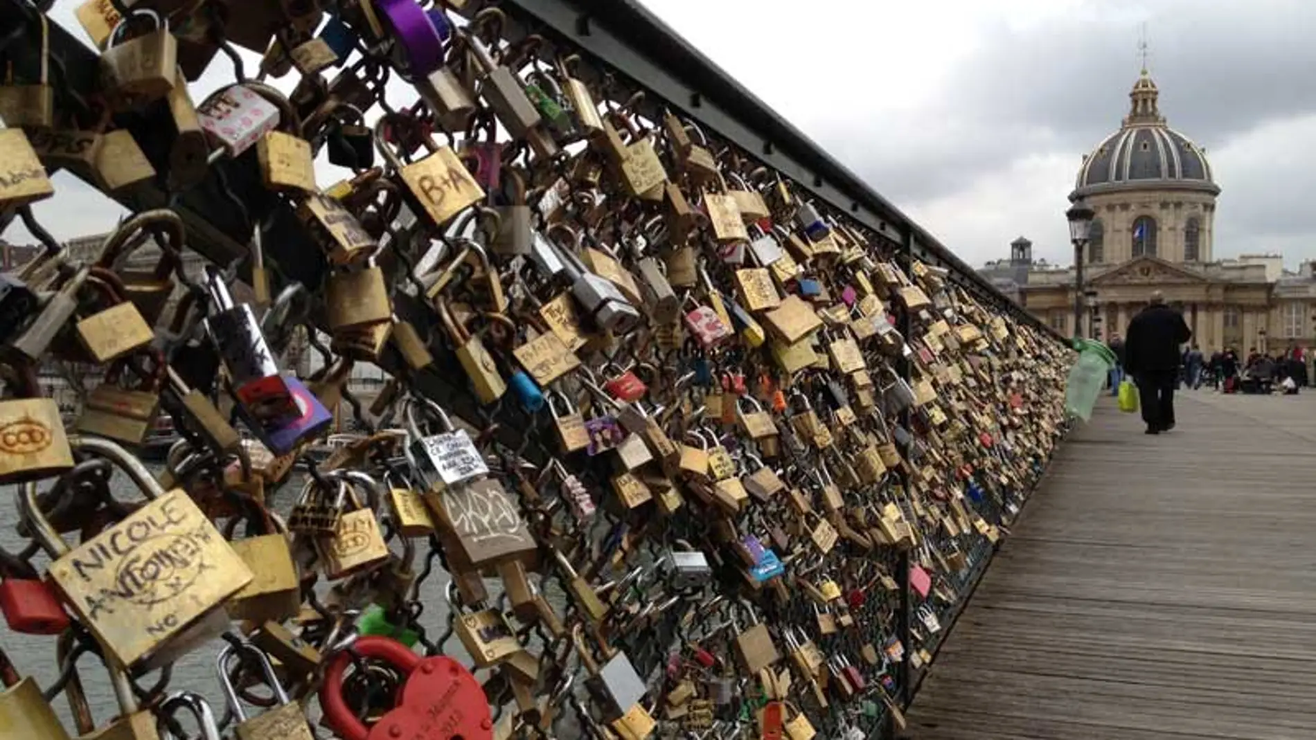 Imagen del puente de los candados en París Imagen del puente de los candados en París