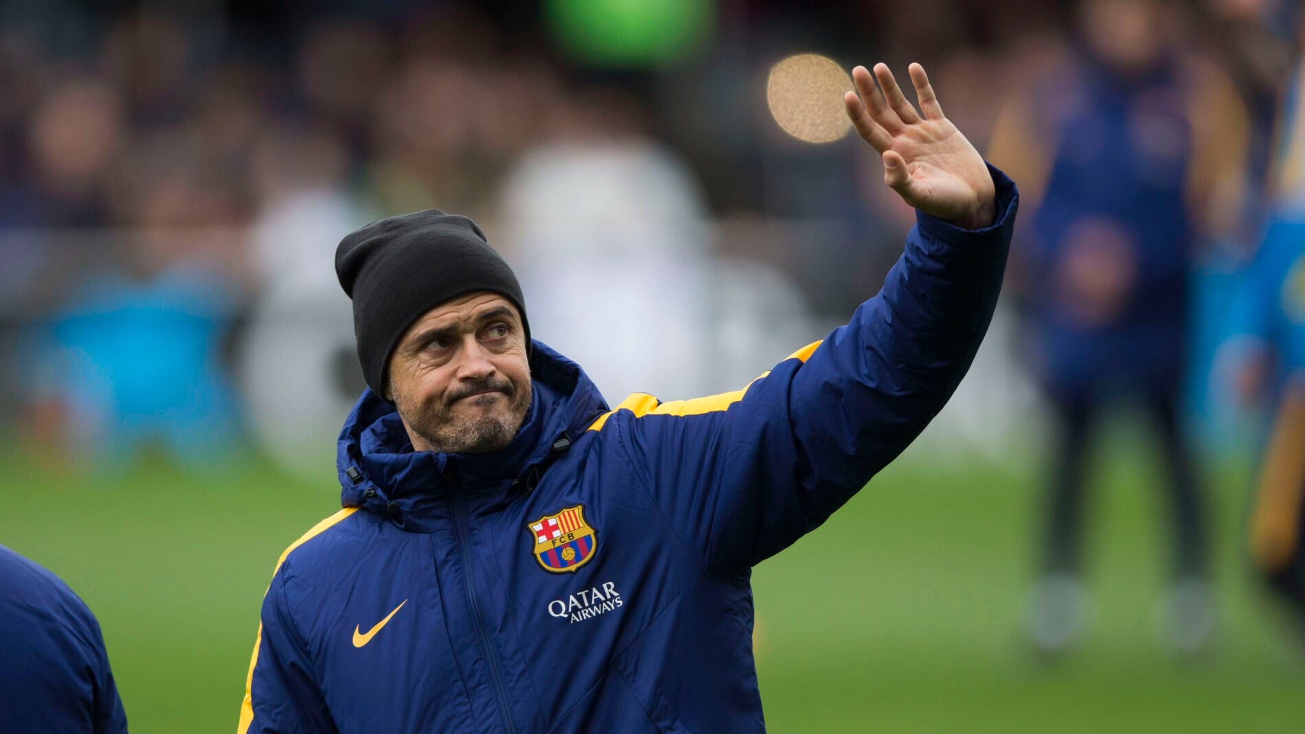 Luis Enrique en el entrenamiento del Barcelona