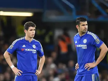 Oscar y Diego Costa en un partido con el Chelsea Oscar y Diego Costa en un partido con el Chelsea
