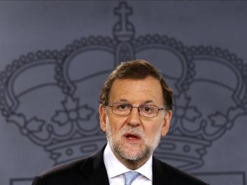 Rajoy durante una rueda de prensa en la Moncloa
