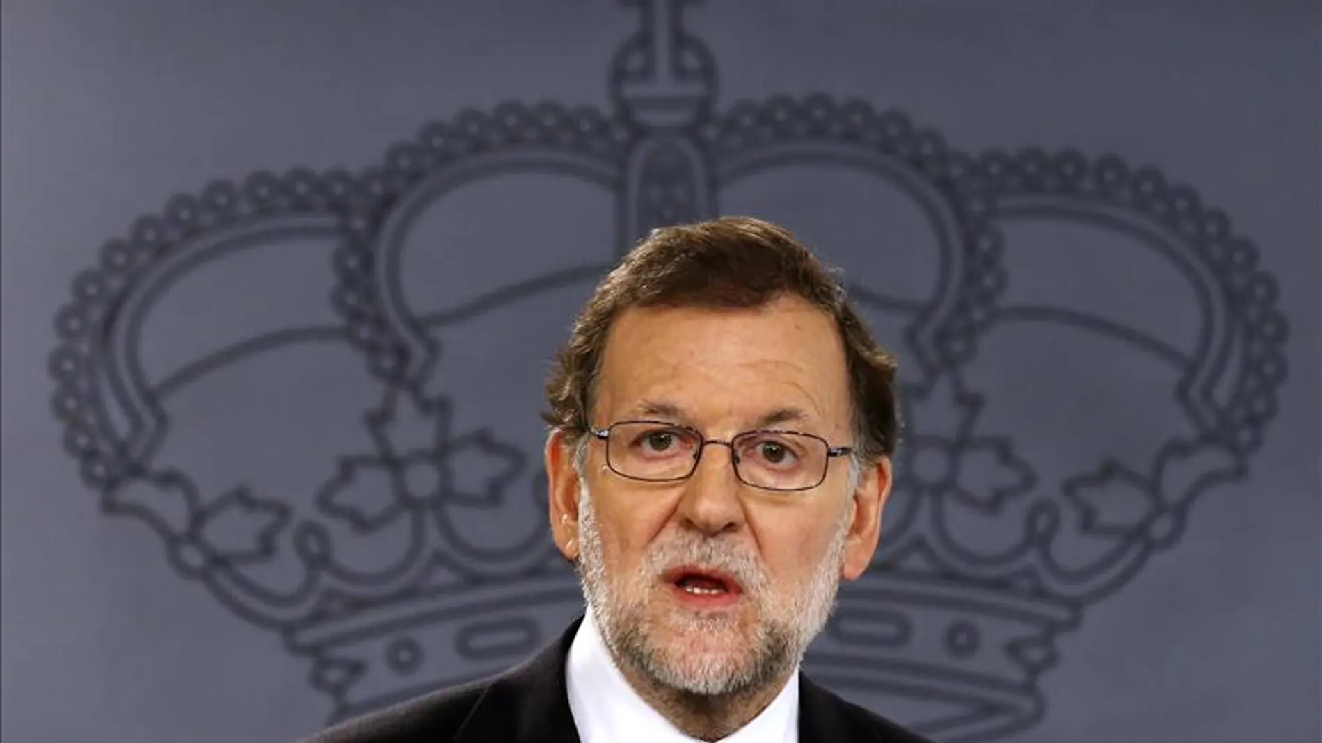 Rajoy durante una rueda de prensa en la Moncloa Rajoy durante una rueda de prensa en la Moncloa