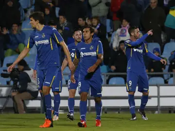 Los jugadores del Getafe celebran un gol Los jugadores del Getafe celebran un gol